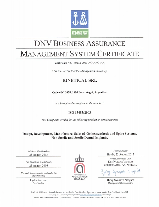 Certificaciones internacionales iso 13485 2003