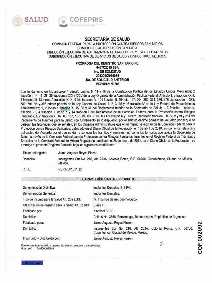 prorroga registro sanitario